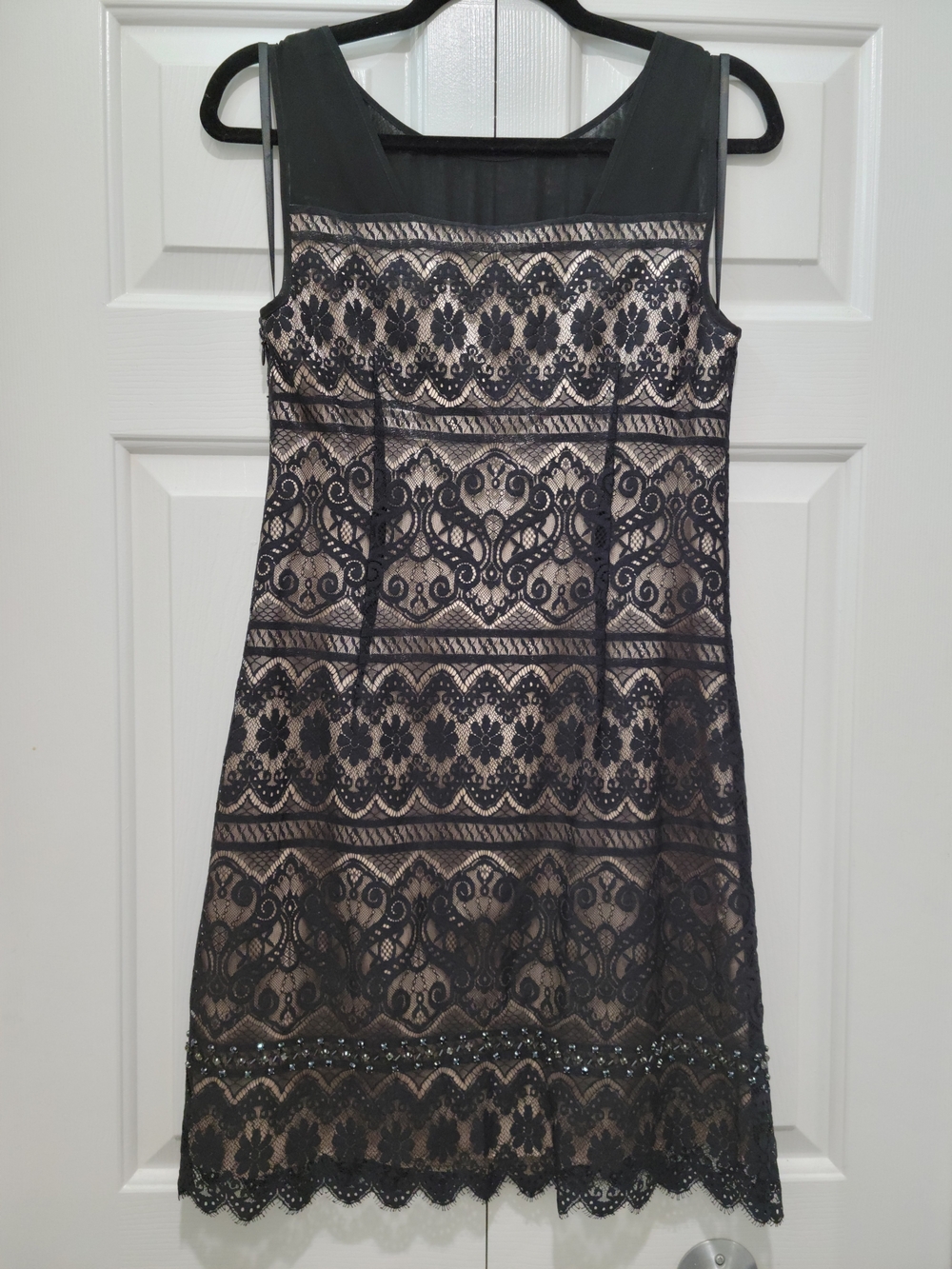 Laundry By Shelli Segal Black Lace Overlay Dress with Nude Underlay - Picture 6 of 14